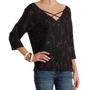 Eight Sixty Women’s M Aztec Cross Chest/back 3/4 Sleeve Blouse Casual Elegant